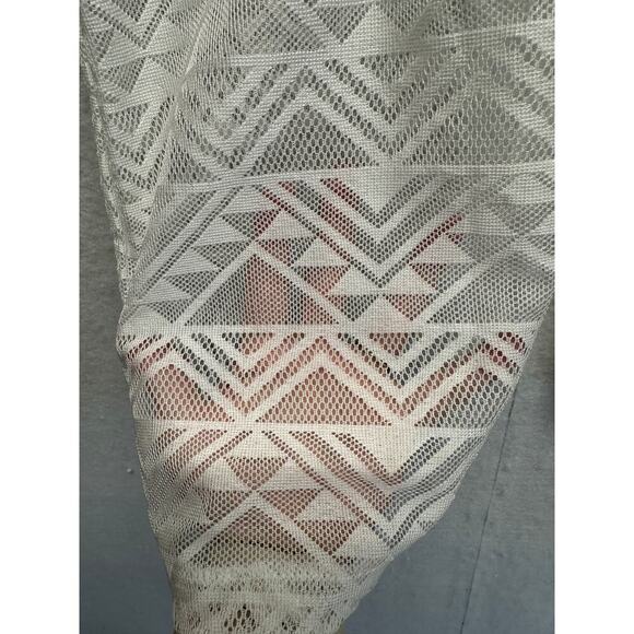 Miken Women's Swim Cover-Up Pants L White Polyester Sheer Crochet Drawstring - Picture 4 of 9